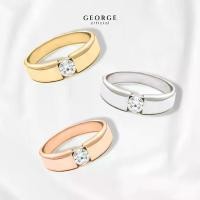 ราคา แหวนเพชรเกลี้ยง แหวนเงินแท้ S925 เพชรสวิต (CZ) เหลี่ยม H&A ชุบทองคำขาว / ทองคำ 18K /โรสโกลด์ GR022CZ GEORGE Jewelry (1731278190064797947)