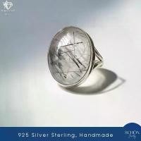 ราคา แหวนเงินแท้ แหวนเงิน925 แหวนแก้วขนเหล็ก ไหมดำ Black Rutilated Quartz 11*15mm 3AC-QB Lull Jewelry (1731397670873171639)