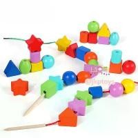 ราคา ของขวัญวันเกิด Todds & Kids Toys ของเล่นไม้เสริมพัฒนาการ ร้อยเชือกลูกปัดรูปทรง 42 ชิ้น ลูกปัดทรงเรขาคณิต ร้อยเชือก (2y+) ขาย (1732194521231295938)
