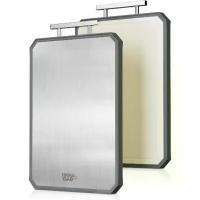 ราคา SNOWCLAD Stainless Steel Cutting Board,Double Sided Steel Cutting Boards for kitchen,Stainless Steel/Wheat straw pp Large Board for meat,non toxic Chopping,16 * 11 Inch,Dishwasher Safe (17319137194612