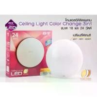 ราคา โคมไฟเพดาน ซาลาเปา Ceiling Lamp DOB Led 14w 18w 24wโดยการกดสวิตช์3ครั้งได้3แสง(3in1) EVE (1731449770969762008)