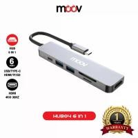 ราคา [รับประกัน1ปี] Moov HUB04 USB Hub Type C ฮับ 6 in 1 OTG PC Laptop (USB/Type C/HDMI 4K/TF/SD) Card Reader (1730156094836345731)