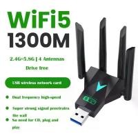 ราคา 1300Mbps USB 3.0 WiFi USB Adapter Dual Band 2.4G/5Ghz Wi-Fi Dongle 4 Antenna Wireless Receiver For PC/Laptop Driver Free (1731374600318061183)