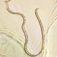 ราคา ของแท้ 100% [ส่งด่วนฟรี]SWAN - Diamond 3mm Stone Necklace สร้อยคอเงินแท้ ฝังเพชรคิวบิกเซอร์โคเนีย cubic zirconia (1732087814094881941)