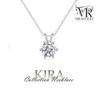 ราคา VRS.สร้อยคอเงิน92.5ชุบทองคำขาว ความยาว16-18นิ้ว พร้อมจี้เม็ดเดี่ยวขนาด 6.5mm.Collection “kira “Necklace (1729654548000770880)