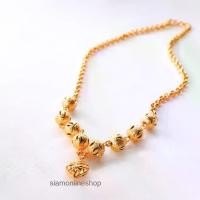ราคา GOLD NECKLACE สร้อยคอ ชุบเศษทองคำแท้ ลายลูกบอล ประดับจี้หัวใจ by siamonlineshop (1729742595076229365)