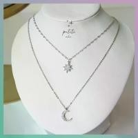 ราคา [พร้อมส่งในไทย] Double Night Layer Necklace - สร้อยคอรูปจี้ดวงดาวและพระจันทร์ (1729952840186956671)