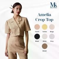 ราคา Miss office เสื้อครอป ปกเทเลอร์ แขนตุ๊กตา (MT-270) (1730045902200736021)