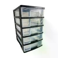 ราคา คลังสินค้า ตู้ลิ้นชัก 5 ชั้นใส ขนาด A4 สำหรับใส่เอกสารตั้งโต๊ะ Office organizer A-111-1 ขนาด 26*34*48 เซน โครงสีดำลิ้นชักใส (1732193274484852127)