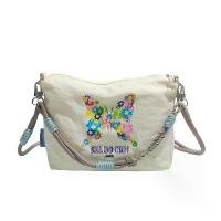 ราคา กระเป๋าสะพายข้างผู้หญิง ปักลายผีเสื้อและดอกไม้ สายสะพายทอ ตกแต่งตัวอักษร สไตล์ลำลองและหวาน กระเป๋าสะพายไหล่เดียว office bag กระเป๋า (1731897765484332386)