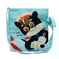 ราคา กระเป๋าสะพายข้าง ผ้าแคนวาส สีฟ้า ปักลายแมวและนายอำเภอ กระเป๋าสะพายไหล่ สีดำ สไตล์เรโทรเหมือนเด็ก office bag กระเป๋า (1731887664979281250)