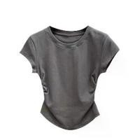 ราคา เสื้อแขนพองสไตล์เกาหลี สีเรียบเอวจีบ รัดรูปใส่สบาย | Korean Puff Sleeve Crop Top, Bodycon Slim Fit Tshirt, Pure Color Summer Office Casual, Versatile Basic Women's Tee (1731963224324475183)