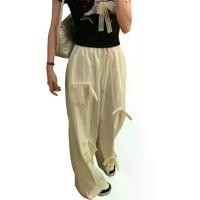 ราคา กางเกงลำลอง สำหรับผู้หญิง ดีไซน์โบว์ใหญ่ สไตล์ฤดูร้อน ทรงหลวม ขาตรง มีเชือกผูก เอวสูง เหมาะสำหรับทำงาน Pants Clothing Women Lady เสื้อผ้า กางเกง แอเรียล กางเกง ผ้ายืด เกาหลี 7 ส่วน (173086603806517136