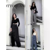 ราคา #COTTON CANDY กางเกงขายาวเอวฟรีไซส์ New Jenny tweed korea pants ขายร้อน (1731852518302254701)