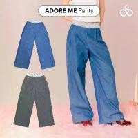 ราคา ร้อน Sistersfabric - Adore Me Pants กางเกงขายาวทรงเอวสูง เย็บลูกไม้ขาวรอบเอว สอยอะไหล่โลโก้ (1732058300085404962)