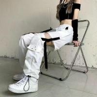 ราคา Korean Version INS Detachable Cargo Pants for Women Loose Slimming Jogger Pants 2025 New High Waist Casual Straight Pants (1731951670035776602)