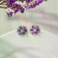 ราคา Ar-Kang Collection* AKE2408 ต่างหูเงินแท้ ลายดอกไม้ ดอกบัว ประดับพลอยแท้ Amethyst, Pink Topaz ชุบทองคำขาว ชุบทอง Silver92.5% (1730680632094460840)