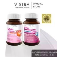 ราคา [VISTRA เซ็ทผิวx2] Gluta Complex 1000 Plus Red Orange Extract 30เม็ด + Marine Collagen TriPeptide 1300mg.& CO-Q10 30เม็ด (1731664415336663764)