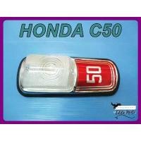ราคา ☸HORN COVER "RED" LOGO with DIM LIGHT Fit For HONDA C50 // โลโก้บังแตร ไฟหรี่ โลโก้สีแดง♔ (1731827224384603430)