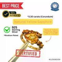 ราคา แหวนเงิน บุษราคัม ชุบทองไมครอน Natural Yellow Sapphire Size #57 (925 Silver Sterling Ring) (1732161691112801618)