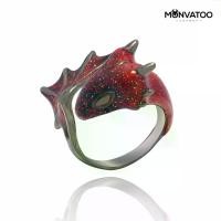 ราคา แหวนมังกรวงใหญ่ สีดำลงยาสีแดง (ชุบโรเดียมดำ) แหวนมังกร Eclipse Dragon Ring by MONVATOO London ฝีมือหัตถกรรมฝีมือพิถัน ทำด้วยมือ handmade ปรับไซส์วงแหวนได้ adjustable ring band สา (1730693307871562600)