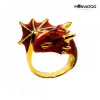 ราคา แหวนมังกรวงใหญ่ สีทองลงยาสีแดง (ชุบทอง 24k) แหวนมังกร Scarlet Dragon Ring by MONVATOO London งาน handmade สามารถปรับไซส์วงแหวนได้ adjustable ring band แหวนสามารถใส่ได้ทุกนิ้ว ลงย (1730693408244927336)