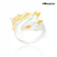 ราคา แหวนมังกรวงใหญ่ ชุบเงินลงทรายและชุบทอง 24k แหวนมังกร 2 สี 2-tone Snow Dragon Ring by MONVATOO London (1730252999249660776)