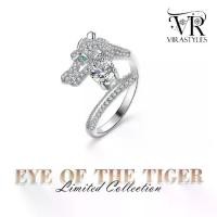 ราคา VRS.แหวนเสือฝังเพชรเม็ดกลาง0.50กะรัตแหวนเงิน92.5ชุบทองคำขาวCollection Eye Of The Tiger Limited Ring (1730403077036804928)