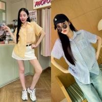 ราคา RM Shirt เสื้อเชิ้ตรับซัมเมอร์ เนื้อผ้าสปันลายทางเนื้อนิ่ม ใส่สบายมากๆ แต่งกระเป๋าปักตัวอักษร สีพาสเทล COD (1732054415203534791)