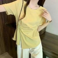 ราคา onrshop48 tmmSummer pleated slit short sleeved t-shirt, fat mm size large20250428 ขายดี ขาย ร้อน เช็ดมือ กระดาษเช็ดหน้า กระดาษทิชชู breeze excel ซักผ้า (1731972209028138985)