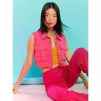 ราคา [Pomelo] เสื้อเชิ้ตแขนกุดทรงครอป / Pocket Detail Crop Shirt (1730962979004319835)