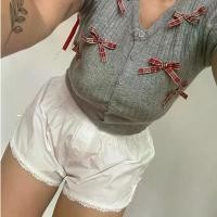ราคา GALS SHORTS I กางเกงขาสั้นผ้าคอตตอนขอบลูกไม้ แต่งโบว์ข้างๆ ขายดี (1731529798956975223)