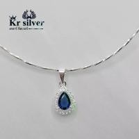 ราคา พร้อมส่งจากไทย Kr silver สร้อยคอโชคเกอร์เงินแท้ พร้อมจี้เงินแท้ พลอยไพลิน (พลอยสีน้ำเงินล้อมเพชร) ขนาดสร้อยคอ 1 มิล ยาว 16 นิ้ว (1731437721408275715)