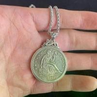 ราคา สร้อยคอจี้เหรียญครึ่งสลึง Liberty Silver แบบนั่ง, ดีไซน์วินเทจ, ปี 1857, ไอเดียของขวัญสุดพิเศษ (1731362764183995818)