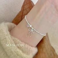 ราคา ร้อน ESCOBALสร้อยข้อมือมุก Silver Bow สร้อยข้อมือเงิน จี้หัวใจ และโบว์ สร้อยข้อมือแฟชั่น ข้อมือเงิน (1732056306265261346)