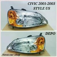 ราคา Natayashop336 ใช้งานได้ DEPO ไฟหน้า ไฟหน้าแต่ง HONDA CIVIC 2001-2003 มุมส้ม STYLE US (1คู่) (1730394713115757484)