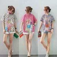 ราคา เสื้อคอตตอนอินเดียคอปีน แขนสั้น แต่งผ้าตัดต่อคละลายด้านหน้า ป้าย Perfect Style (1731377270589130034)