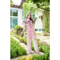 ราคา (m,2xl) ชุดเซตกางเกงขายาว ผ้าชีฟอง เสื้อแขนระบาย+กางเกงเอวสูง ลายผีเสื้อสีชมพู น่ารัก งานป้าย my style COD (1731844850398627332)