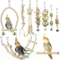 ราคา ❅New Parrot Swing Toy Chewing Standing Hanging Perch Hammock Climbing Ladder Bird Cage Toy Suitable Small Medium Sized Bi✮ (1732065341890398043)