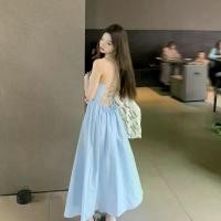 ราคา ชุดเดรสยาวเปิดหลังสไตล์เกาหลีสีฟ้าอ่อนคอปาดสายเดี่ยวชุดไปทะเลสวยหรูดูดีใส่เที่ยวพักผ่อนหน้าร้อน 2025 ติด แกลม ร้าน เช่า ชุด ราตรี ball gown wedding dress (1732044270538229326)