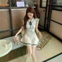 ราคา เดรสลูกไม้สำหรับผู้หญิง สีกรมท่า แขนสั้นบานนุ่ม ผ้าถัก สไตล์เกาหลี ดีไซน์บล็อคสี คอปก เสื้อถัก blue dress black style ball gown wedding งาน เดรส ขาว ไปงาน ชุด เซ็กซี่ ปาเต๊ะ sale (1732182448271296008)