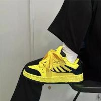 ราคา In stock yellow sneakers for women, slip-on flat running shoes, low-cut casual shoes, retro style, slip-on flat sneakers for men and women (1731730019846817018)