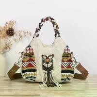 ราคา กระเป๋าสะพายข้างนกฮูกโบฮีเมียน แฮนด์เมด สายปรับได้ ทำจากผ้าใบสีเบจ ลายเรขาคณิตสีสันสดใส และหูหิ้วทอ สไตล์ลำลอง เหมาะสำหรับออกไปเที่ยว กระเป๋าถือกลางแจ้ง กระเป๋าสตางค์ ลายนกฮูก กระเป๋าหูหิ้วทอ (1731712