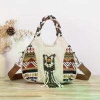 ราคา กระเป๋าสะพายข้างนกฮูกโบฮีเมียน แฮนด์เมด สายปรับได้ ทำจากผ้าใบสีเบจ ลายเรขาคณิตสีสันสดใส และหูหิ้วทอ สไตล์ลำลอง เหมาะสำหรับออกไปเที่ยว กระเป๋าถือกลางแจ้ง กระเป๋าสตางค์ ลายนกฮูก กระเป๋าหูหิ้วทอ (1731768