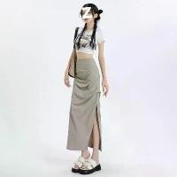 ราคา กระโปรงทำงาน ซิปข้าง จีบเซ็กซี่ ผ่าข้าง เอวบาง ทรงเอ บอดี้คอน อเนกประสงค์ กระโปรง Midi ฤดูร้อน กระชับสัดส่วน (1731791639801136564)