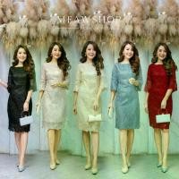 ราคา #516 ชุดเดรสลูกไม้ปักผสมกลิตเตอร์ เนื้อแน่นสวยหรู M-5XL เดรสงานแต่ง ชุดไปงาน ชุดแม่เจ้าบ่าว ชุดแม่เจ้าสาว ชุดออกงาน ชุดสาวอวบ อ้วน ชุดไปวัด ทำบุญ งานบุญ งานบวช งานแต่ง AMOR (1729575435759618590)