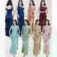 ราคา FP054 ชุดออกงาน งานแต่ง เพื่อนเจ้าสาว ราตรี บายเนียร์ prewedding เดรสยาวปาดไหล่แต่งโบว์เอว (1731262536125220828)