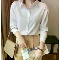 ราคา เสื้อชีฟอง เสื้อเชิ้ตสีขาว สำหรับผู้หญิง สไตล์เกาหลี อเนกประสงค์ ลำลอง เสื้อแขนยาว เสื้อ งานแต่ง คน อ้วน ไซส์ ใหญ่ (1731278238887937606)