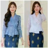 ราคา (อก32-46)เสื้อลูกไม้ชายระบาย แขนยาว เหมาะกับใส่งานบุญ งานบวช งานแต่ง ชุดพิธีการ (1729710152641775730)