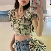 ราคา เสื้อครอป ลายสก๊อต สไตล์วินเทจ สำหรับผู้หญิง แขนพัฟ เปิดไหล่ เสื้อครอปกระดูกไหปลาร้า น่ารัก เซ็กซี่ ฤดูร้อน มาใหม่ เสื้อ สียีนส์ เสื้อ กราม เสื้อ ฟรุ้งฟริ้ง ไป งานแต่ง (1731637941575321428)